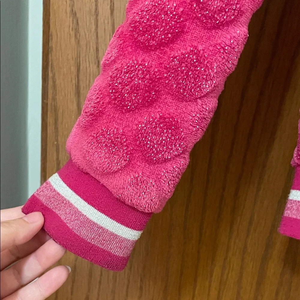 WONDER NATION UGC Girls Size Medium (7/8) Glittery Fuzzy Pink Kids Jacket Hoody - Picture 3 of 9